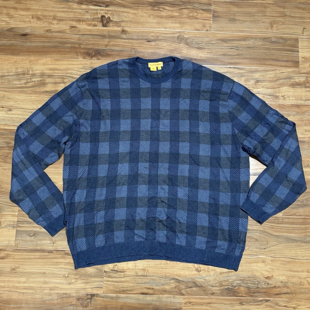 VTG tricots st raphael Men's XXL Silk Blend Sweater LightWeight Checker Pullover